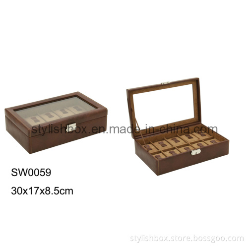 10PCS Clear Window Watch Box with Lock (SW0059)